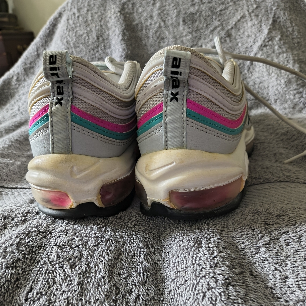Nike Women's Air Max 97 Pure Platinum Black Pink Prime Sz 8.5 School (Tiny Flaw) - Picture 4 of 14